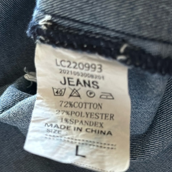 Jeans sleeveless buttoned front denim frayed hem mini dress Sz L - Picture 6 of 6